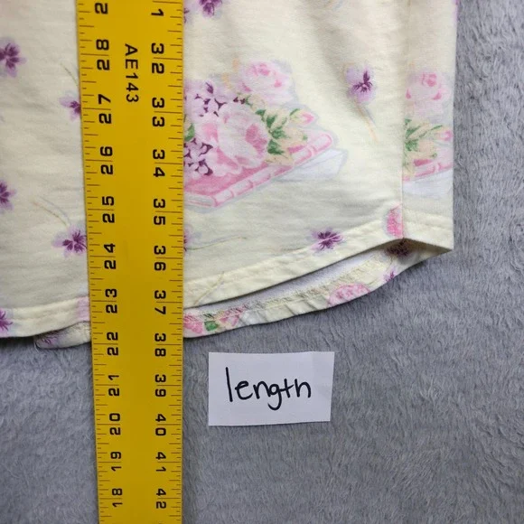 Vintage Anne Levin Nightgown Womens Medium Cream Floral Books Grannycore Classic - Picture 6 of 14